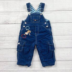 Lazoo Baby Denim Overalls Striped Lined Cargo Overalls Monkey Patch 9-12 Months